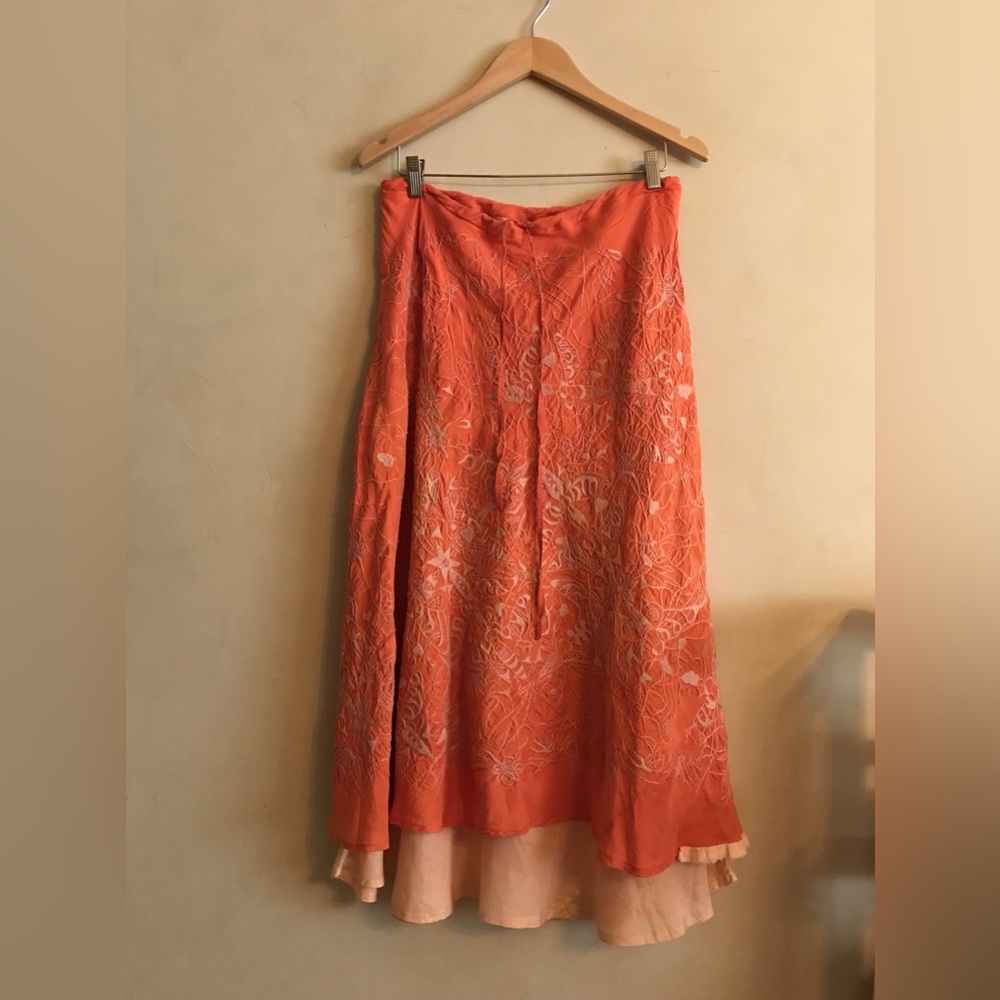Chan Luu Silk Ballet Embroidered Skirt in Tangerine - Picture 15 of 16